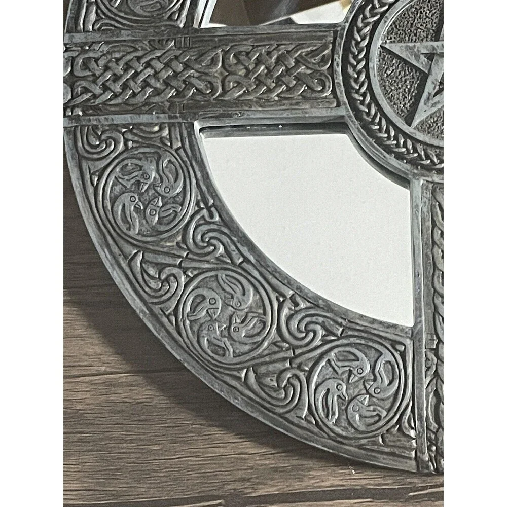 Pentagram Celtic Wall Art Mirror Sculpture Hanging Pentacle Knotwork New Age